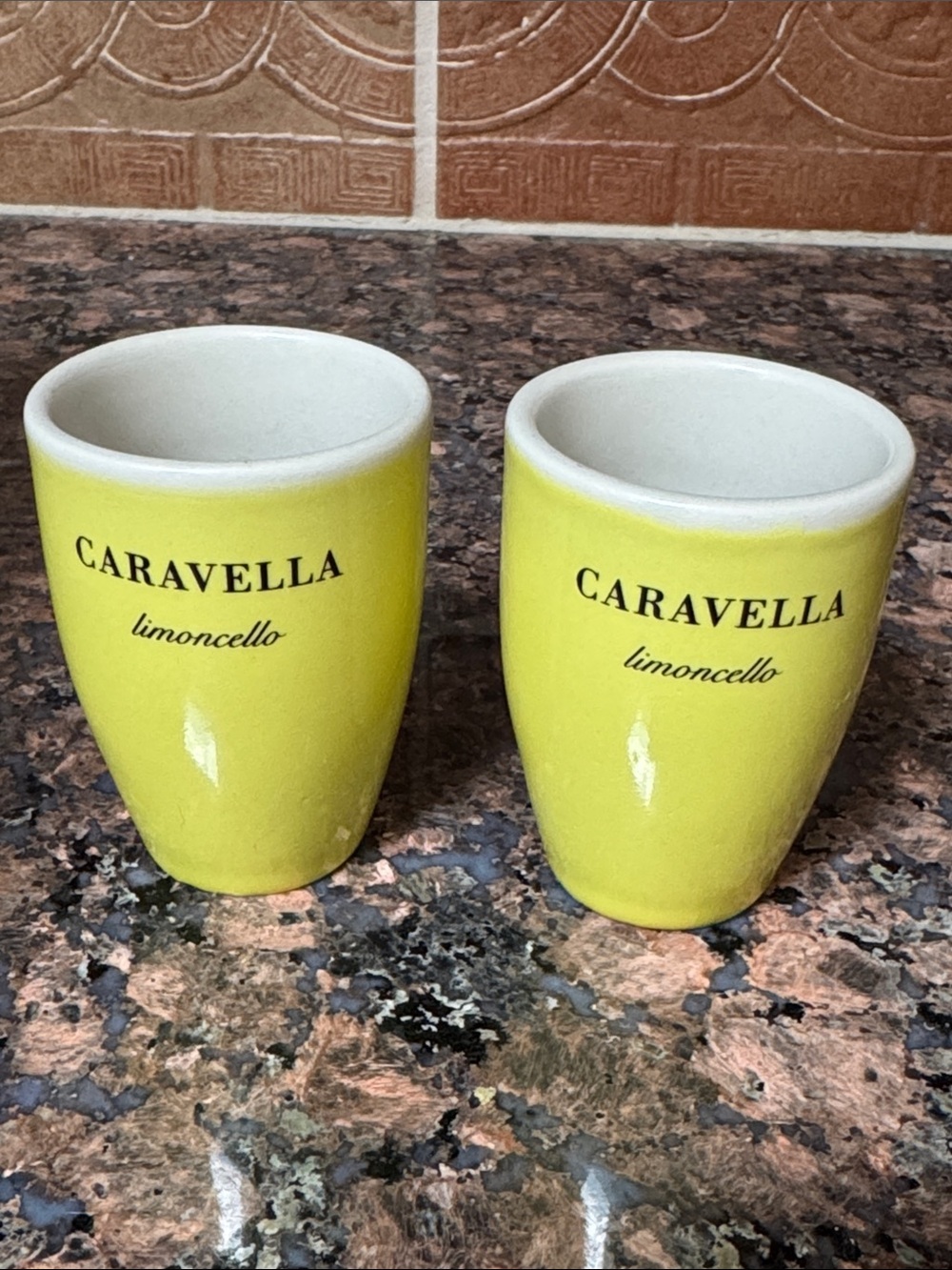 Caravella Limoncello logo shot glasses Espresso cups set of 2